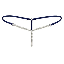 TAIKMD Tanga de perlas para mujer, cintura baja, pantalones de bikini, tangas, ropa interior de cuerda, bragas, Azul / Patchwork, Talla única