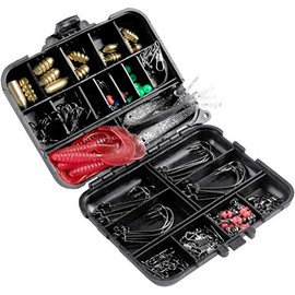 Vogueing Tool 138pcs Fishing Accessories Kit, Including Jig Hooks, Bullet Bass Casting Sinker Weights, Different Fishing Swivels Snaps, Sinker Slides, Fishing Line Beads, Fishing Set with Tackle Box