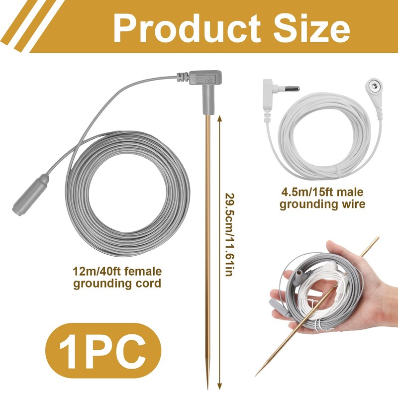 Copper Grounding Rod Kit with 40ft Grounding Wire & Alligator