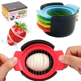 Cortador de huevos, material de alambre de acero inoxidable 4 en 1, adecuado para cortar varias frutas como huevos hervidos, fresas, kiwi, etc