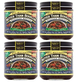 Better Than Bouillon All Natural Reduced Sodium Vegetable Base, Made with Seasoned Vegetables, Makes 9.5 Quarts of Broth, 38 Servings, 8 OZ Jar (Pack of 4)