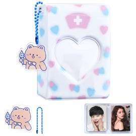 KeCool Kpop Photocard Binder, 3 Inch Kpop Photocard Holder, Mini Photo Album, Kpop Album, Love Heart Hollow Kpop Binder, 40 Pockets Photo Card Binder Holder with Lovely Pendant for Photo Collection