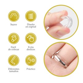 DOBLE G BRANDS. Ajustador de tamaño de anillos. Accesorio reductor del tamaño del anillo, protector, ajustador. Paquete de 15 piezas, diferentes tamaños. Juegos de tensor de silicona.