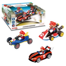 Carrera Pull & Speed 15813016 - Vehículo de Juguete para niños con Licencia Oficial para niños de 3 años en adelante, Mario Kart Mario/Wild Wing Mario/Mach 8 Mario