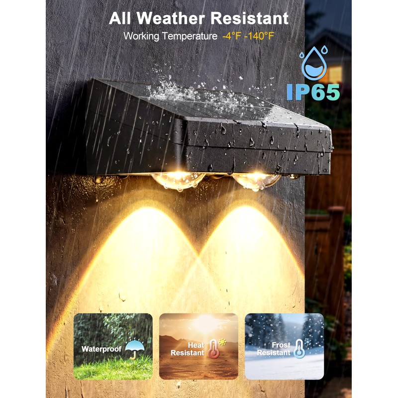 JOFIOS Fence Lights Solar Powered with Remote 12 Pack, Warm