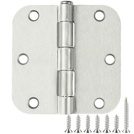 30 Pack Rounded Satin Door Hinges Brushed Nickel 3.5 Inch Interior 3 1/2 Inch 5/8" Radius Corners Iron Bifold Silver Residential Bed Room Hinge for Doors Hardware Controls House Decor Accessories