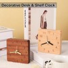 Kattepote Wood Desk Clock, Non Ticking Silent Clock for Shelf,