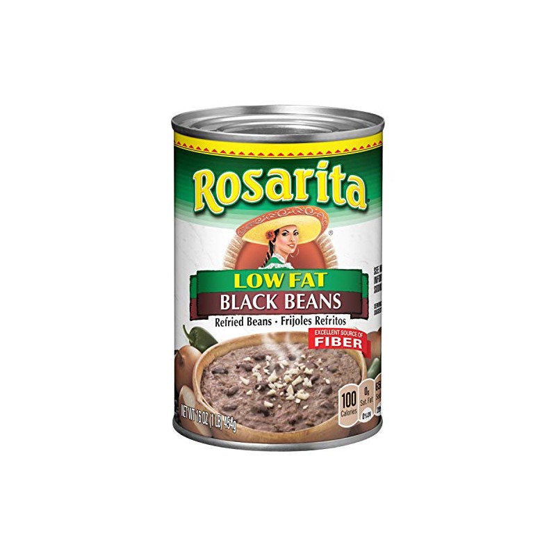 Rosarita Low Fat Refried Black Beans, 16 oz, 12 Pack