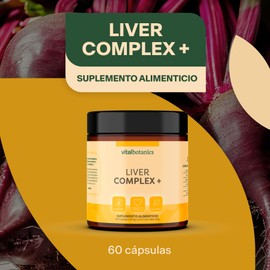 Liver Complex con Vitamina B1, Zinc y Diente de León. Con 60 capsulas de 500mg (2 Meses). VitalBotanics. Multivitaminico. Suplementos alimenticios para hombre y mujer Libre de Gluten y Aditivos.