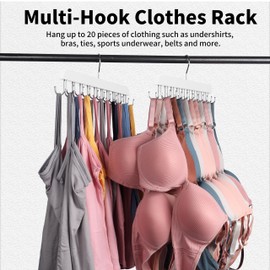 Vizirwpfot Bra Hangers for Closet Organizer,Tank Top Hanger with 20 Hooks,Space Saving Wooden Adjustable Hangers,Closet Organizers and Storage Suitable for Dorm,Apartments (2, White)