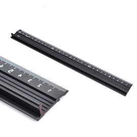 30CM Raised Grip Aluminium Ruler Cutting Ruler Metal Craft Safety Ruler Multifunctional Protective Ruler for Length Measurement(Black)