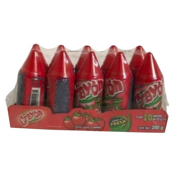 Jolly Rancher Lorena Crayon soft candy strawberry flavor 10 pcs Mexican candy, Multi, 1 box