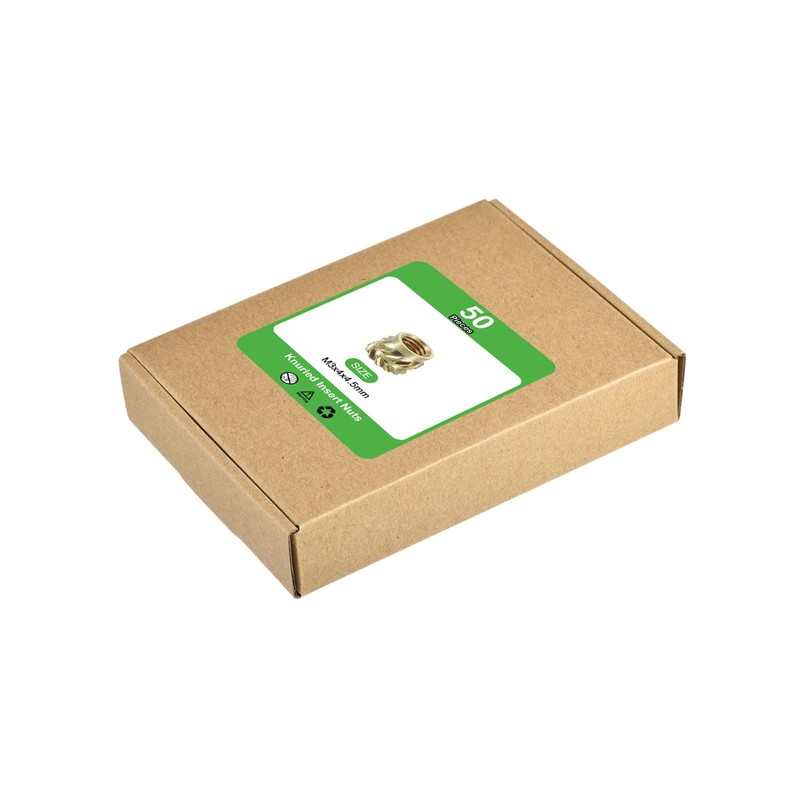 sourcing map 50Pcs M3x4x4.5mm Knurled Insert Nut, Brass Knurled Threaded