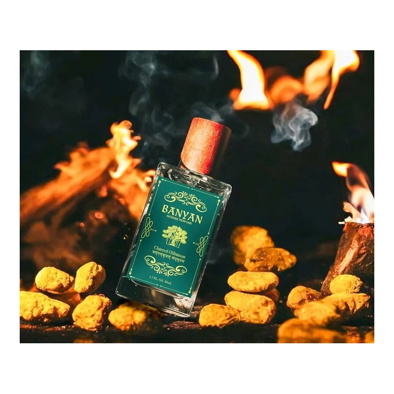 The scent of charcoal created by burning olibanum, Charcold Olibanum