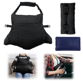 BALAPET 2 Pcs Shredded Memory Foam Hysterectomy Pillow Set for Abdominal Surgery Recovery, Comfy Hysterectomy Seat Belt Pillow with Pocket for Ice/Hot Packs, Hysterectomy Recovery Must Haves (Black)