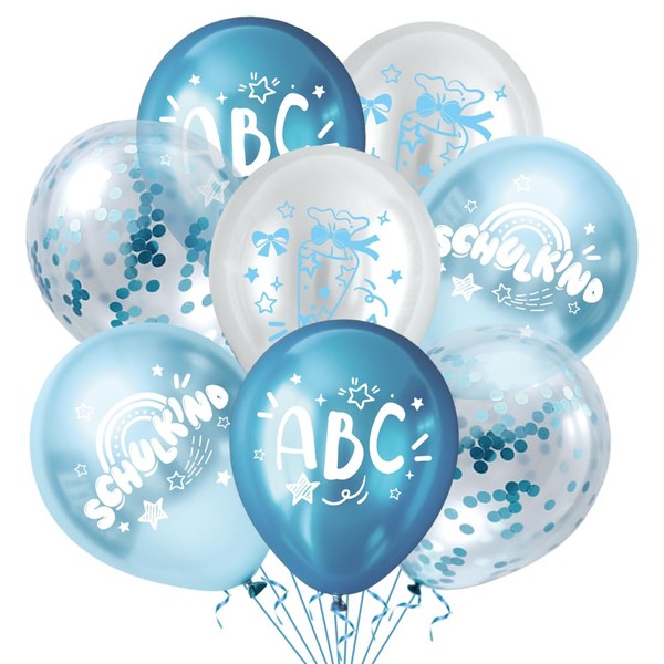 Set mit 20 Ballons in Regenbogen-Blau-Tönen Jungen & Mädchen –