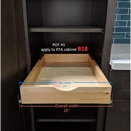 14'' Width Drawer Wood Pull Out Tray Drawer Box Kitchen Cabinet Organizer, Cabinet Slide Out Shelve, Wooden Pull-Out Shelf, Include Side Mount Sliders & Rear Brackets (Fits for RTA Cabinet B18, PC18)