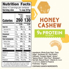 Cascadian Farm Organic Honey Cashew Granola, Protein Granola, Non-GMO, Resealable Pouch, 9 oz