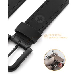 CHAOREN Leather Belts for Men - Mens Belts Leather 1.5" for Casual Jeans - Oval Hole Design Easy in Easy out