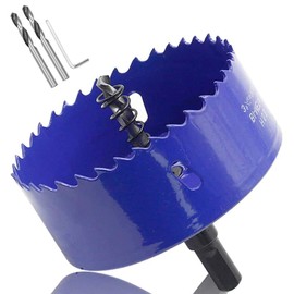 Luomorgo 3.5 Inch 90Mm Hole Saw, 1 1, 4 Inch Cutting Depth Hss Bi-Metal Hole Cutter with Hex Shank Drill Bit Adapter for Wood Cornhole Boards Plastic Drywall Fiberboard