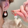 Santa Shell Pearl Snowflake Dangle Earrings for Women Girls Gold