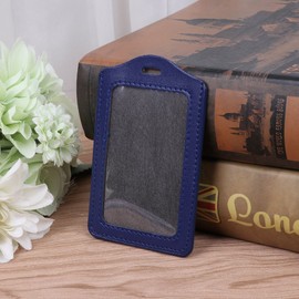 Youngy 10 Colors ID Window Business Work Card Holder Leather Case Badge Vertical Type - Red