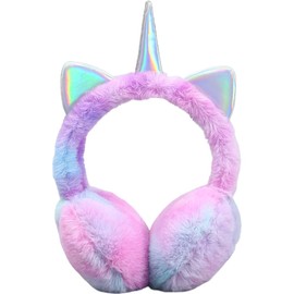 QWEPU Einh-orn Winter Earmuffs, Girls' Earmuffs, Adjustable Ear Muffs, Winter Warm Ear Warmers, Beautiful Plush Earmuffs, for Girls and Ladies, Outdoors, Warm Winter, purple