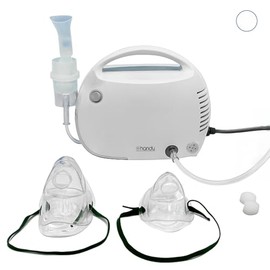 Handy Nebulizador Compresor de Aire para Adulto y Niño, Nebulizador Médico de Pistón, Flujo 10 L/min, Ruido 60 dB, Incluye Accesorios, 110-120 V, Modelo 403B