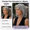 PHOCAS Grey Short Bob Wig Synthetic Layered Silver Gray Wigs