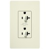 Lutron SCR-20-DDTR-BI Satin Colors 20-Amp Dual Dimmable Tamper Resistant Receptacle,