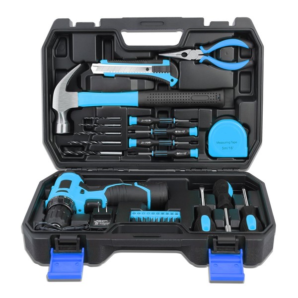Universal 27 Pcs Blue Portable DIY Repair Hand Tool Kit