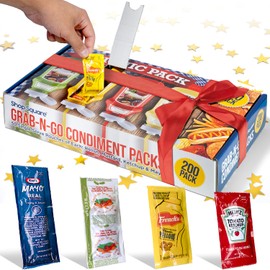 Grab-n-Go Condiment Packs - 50 Single Serve Pouches of Each: Ketchup, Mustard, Relish, and Mayo - Great for Picnics, Boxed Lunch, BBQ, Travel, Picnic and Parties (200 Condiment Packets Total)