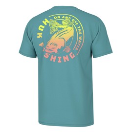 HUK Men's Standard Fishing Graphic Tee, Performance Short Sleeve, Quick-Dry, Electric Bass-Marine Blue