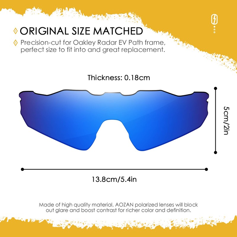 AOZAN ANSI Z87.1 Replacement Lenses Compatible with Oakley Radar EV
