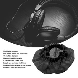 100 Piezas de Fundas para Almohadillas Desechables, Fundas Elásticas para Auriculares, Fundas para Orejeras para Auriculares, Fundas para Almohadillas Elásticas No Tejidas, para Almohadillas(Negro)