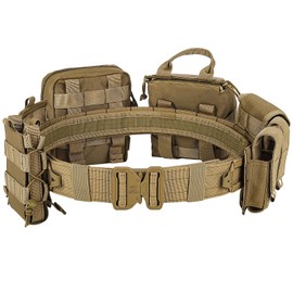 YAKEDA Battle Belts Tactical Molle Duty Belts Law Enforcement with Pouches 8-in-1(Tan)