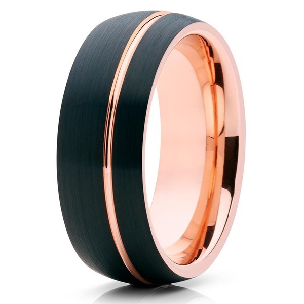 Silly Kings Jewelry 8mm Brushed Black Tungsten Carbide Wedding Band