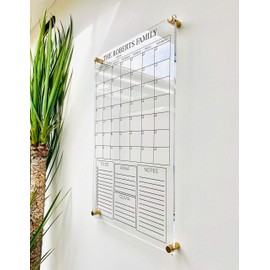 Large Clear Acrylic Monthly Calendar for wall | Dry-Erase Message White Board Calendar Wall Mounted Office Home Family Organization Tools Must Haves School Kids Adult Mom Teen Monthly Weekly ADHD Tool