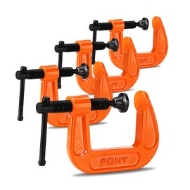 PONY Clamp, C-Type Clamp, Steel, Strong Type, Maximum Tightening Force: 490.7 lbs (227 kg), Maximum Opening 1.5 inches (38 mm), DIY Tools, Woodworking, Adhesiving, Fixing, Welding, Cutting,