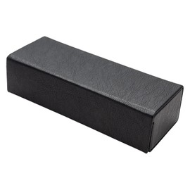 テーシーケース メガネケース おしゃれ レザー ハード ケース マグネット式 スチール フェイクレザー ブラック 大きめ HY-8086-2