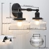 JIMUBEAM 2-Lights Industrial Glass Wall Sconces, Antique Brass Clear Striped
