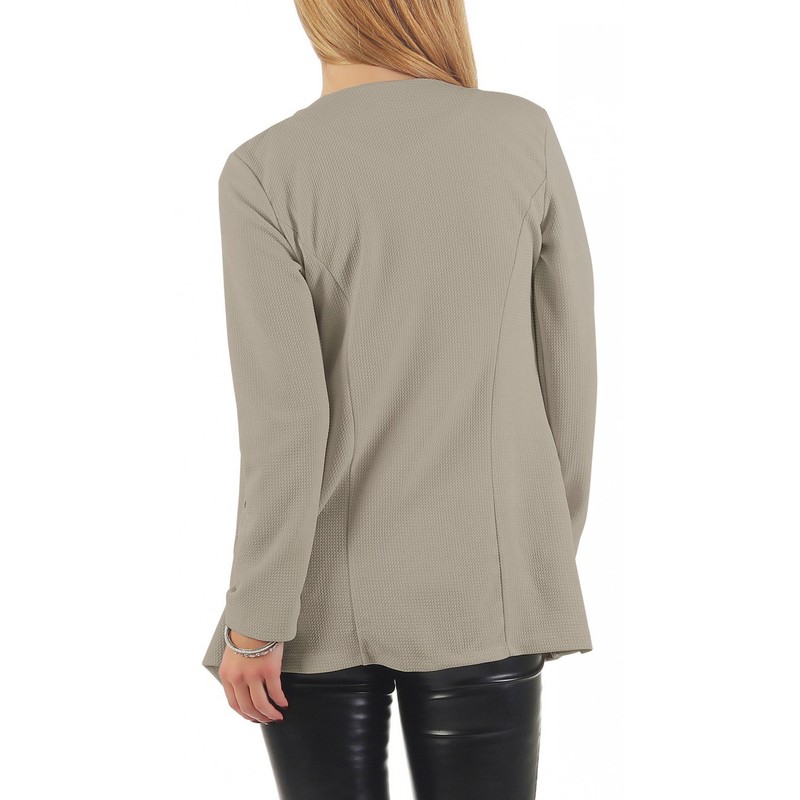 501 Women's Long Blazer (A-15) - gray Plain, size: xl