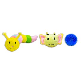 Flourish Pets 3-in-1 Durable Dog Chew Toy with Squeaker and Rattle Covered with Double Stitched Soft Fabric Exterior Squeaky Indestructible Dog Toy for Aggressive Chewers - Large Caterpillar (30″)