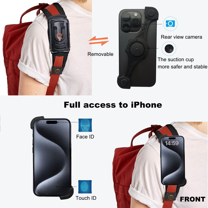 TOOLIN Phone Holder for Backpack Strap,Backpack Strap Clip for Phone,Phone