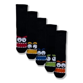 Cub Rocks 5pk Kids Bamboo School Ankle Socks, Monster, UK Size 8-12 (3-6 yrs)