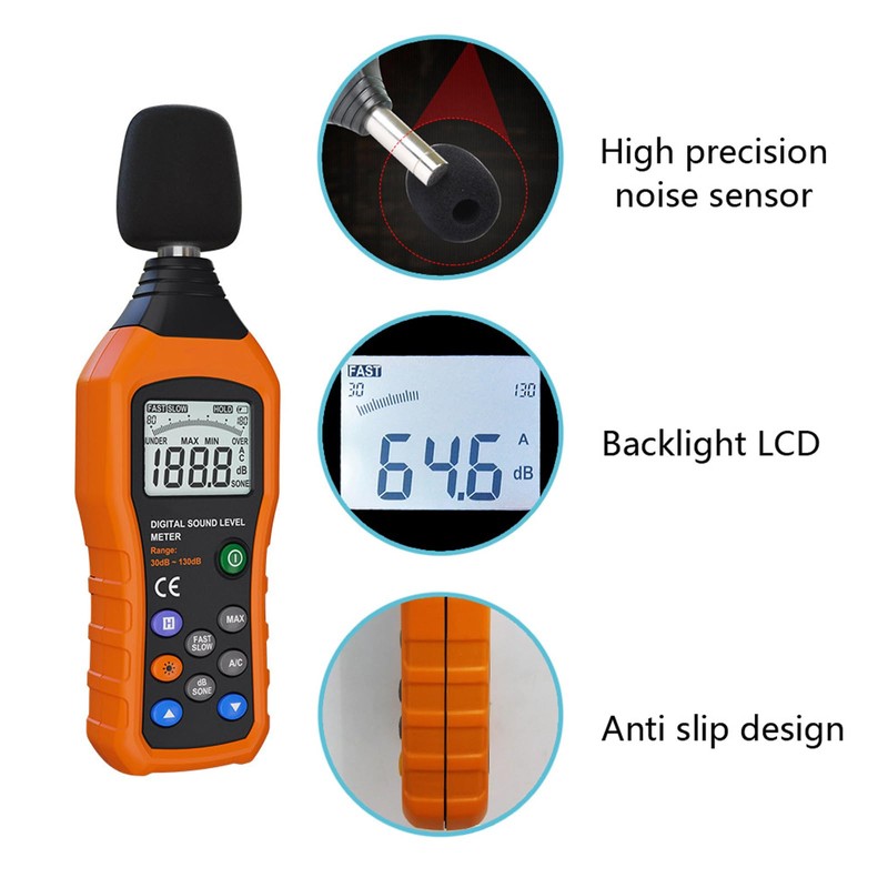 Meichoon Handheld Decibel Meter Digital Sound Level Meter A/C Weighted