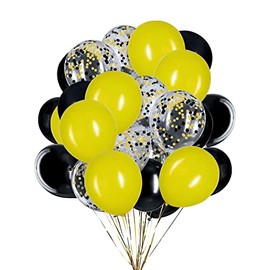 Pack of 50 12 Inch Balloons, Matte Yellow and Black, Helium Confetti Balloons for Birthday, Weddings