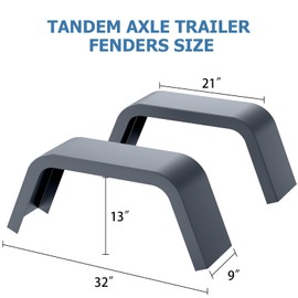 Square Trailer Fenders, 2 Pack Heavy Duty Steel Double Axle Trailer Fenders For 14"-16" Tires