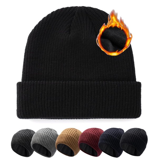 Pyrafox Merino Wool Hat Large Head 56-65 cm Fleece Lining