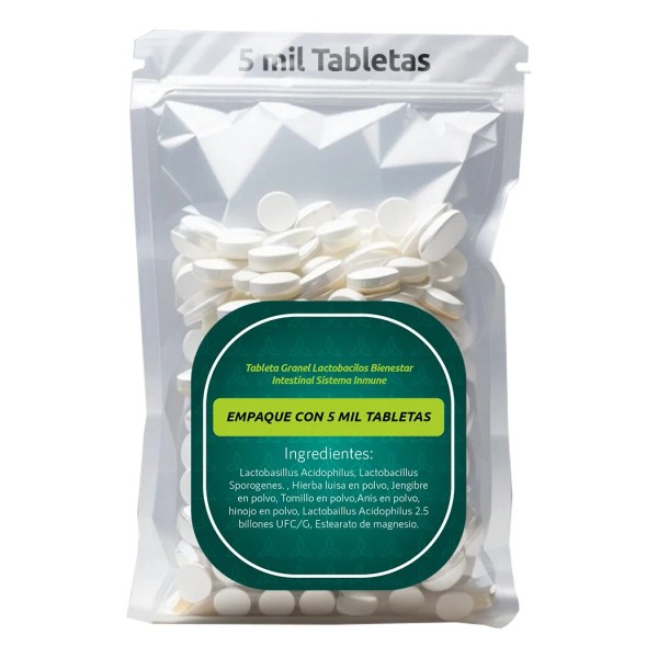Tableta Granel Lactobacilos Bienestar Intestinal Sist Inmune Sabor Sin sabor